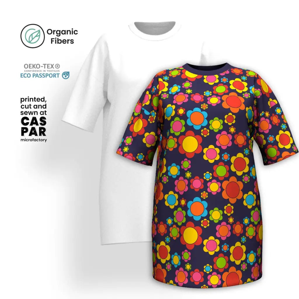 FLORA PEACE darkblue - T-shirt dress (organic cotton)