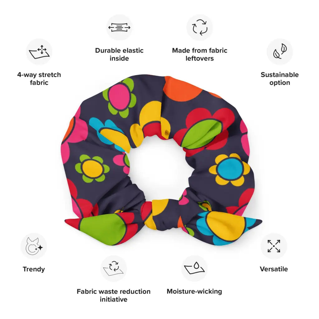 FLORA PEACE darkblue - Recycled Scrunchie