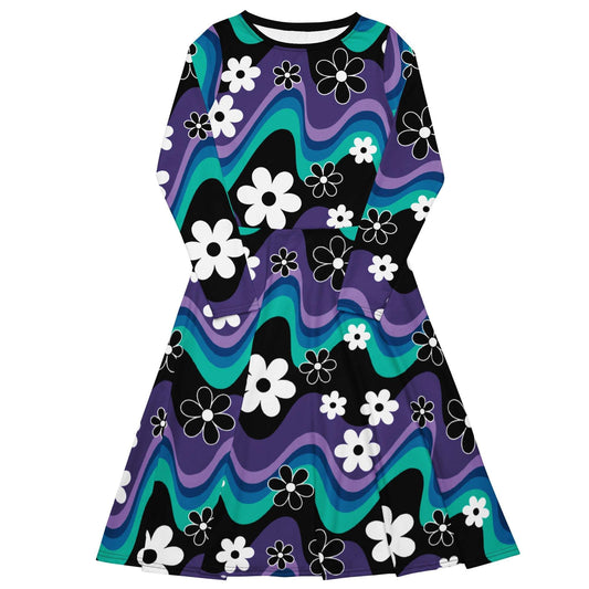 FLORA RAVE purple - Midi Dress With Pockets - SHALMIAK