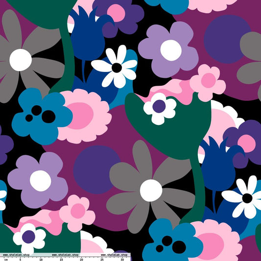 Fabric - FLORALEI cool - Artsy flower print