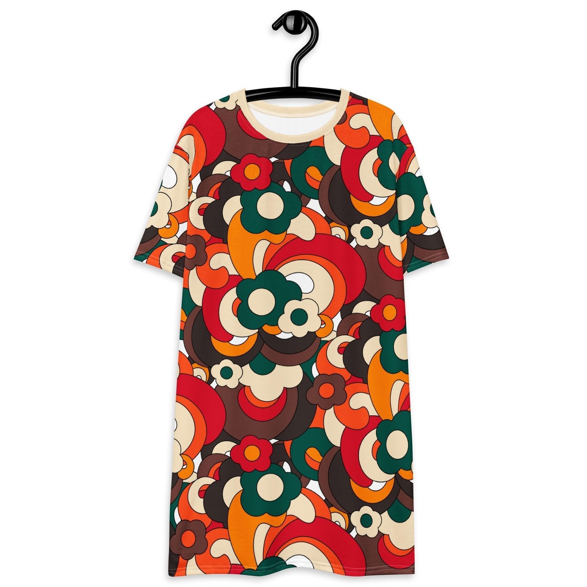 T-shirt dress - FLORENCE retro - Elegant floral print SHALMIAK T-shirt dress - FLORENCE retro - Elegant floral print SHALMIAK