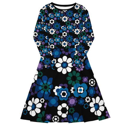 FLOW - POW blue - Midi Dress With Pockets - SHALMIAK