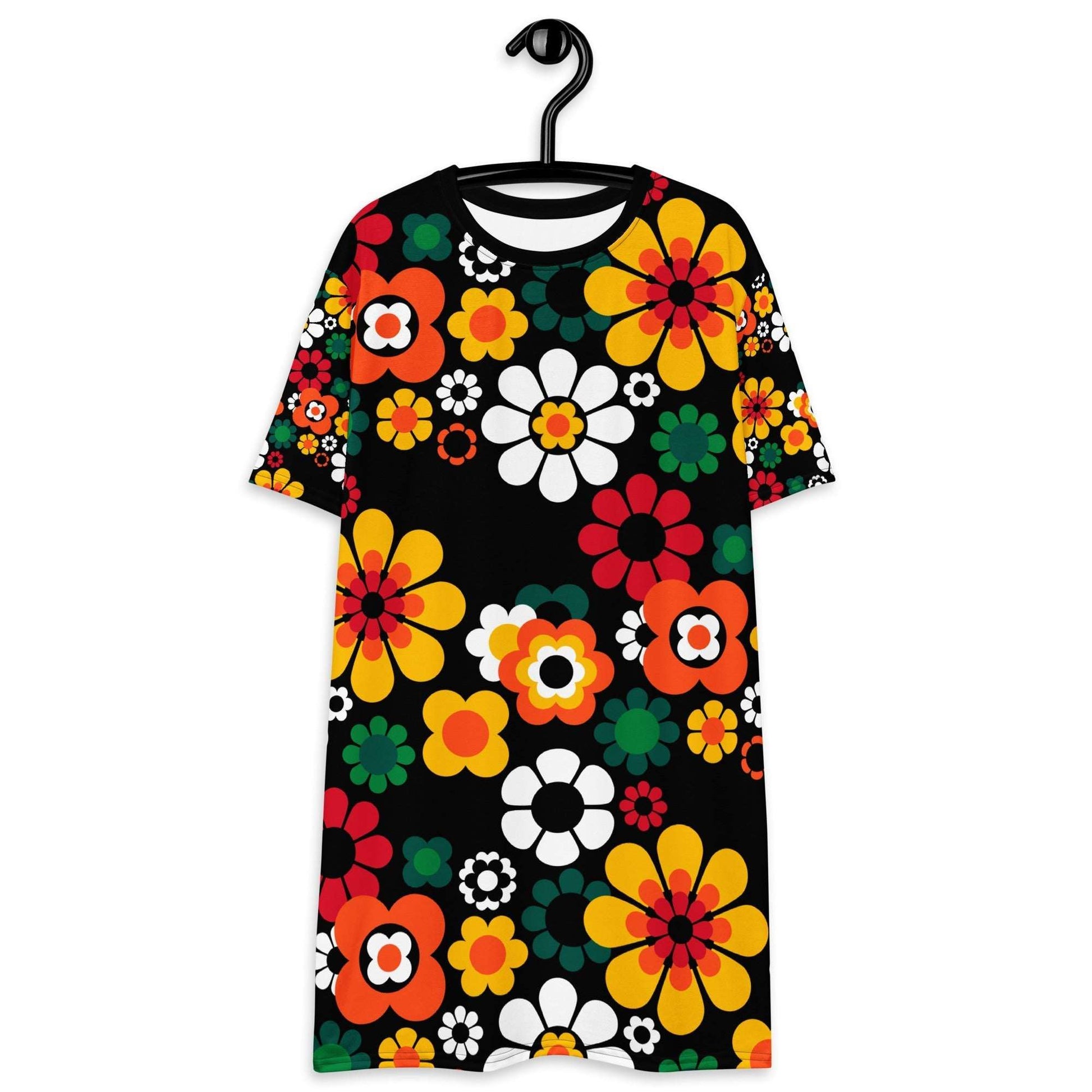 T-shirt dress - FLOW-POW retro - Funky flower power print SHALMIAK T-shirt dress - FLOW-POW retro - Funky flower power print SHALMIAK