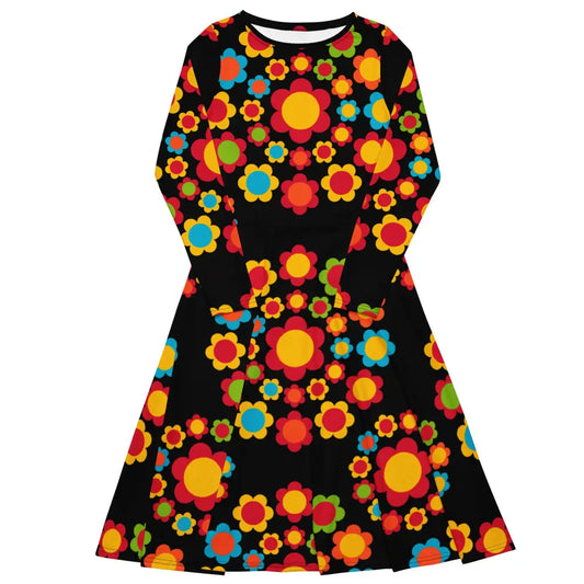 FLOWERSHOP colour - Midi dress with long sleeves and handy pockets