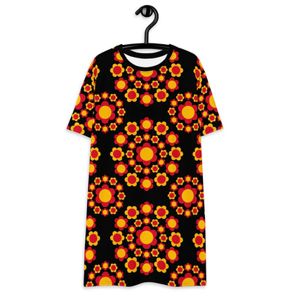 FLOWERSHOP red yellow - T-Shirt Dress - SHALMIAK