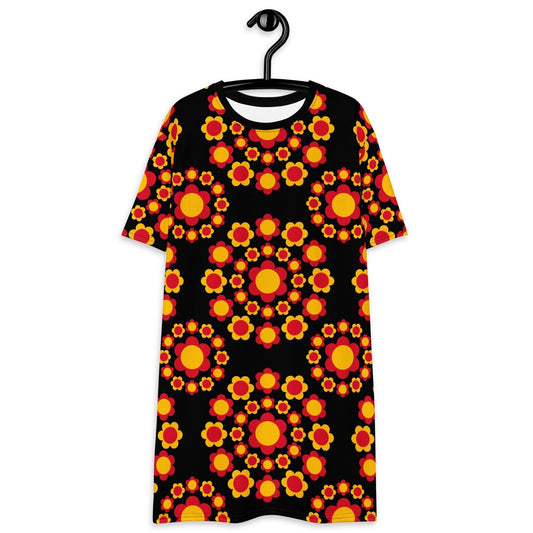 FLOWERSHOP red yellow - T-Shirt Dress - SHALMIAK
