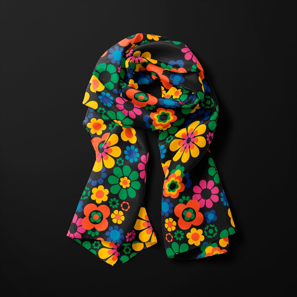 Scarf - FLOW-POW joy - Funky flower power print