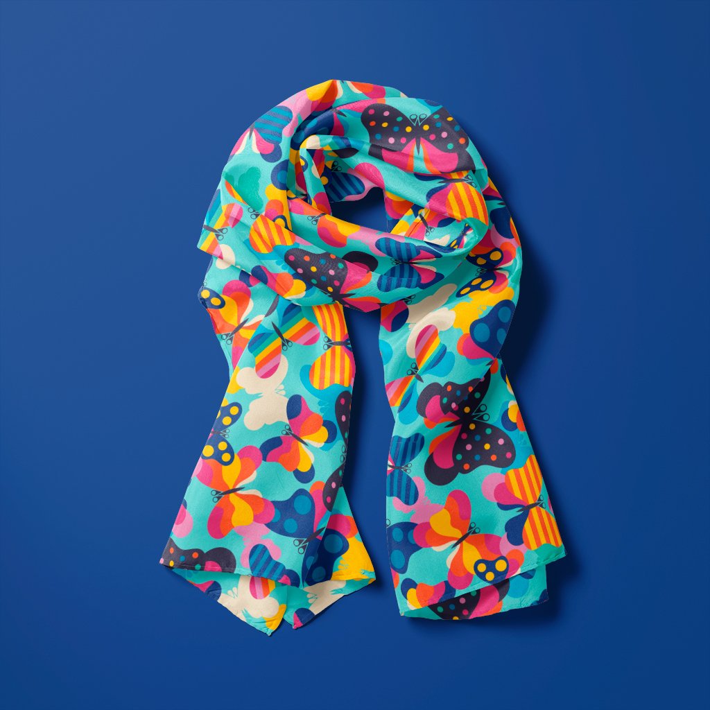 Scarf - FLYRAVE turquoise - Colorful butterfly print
