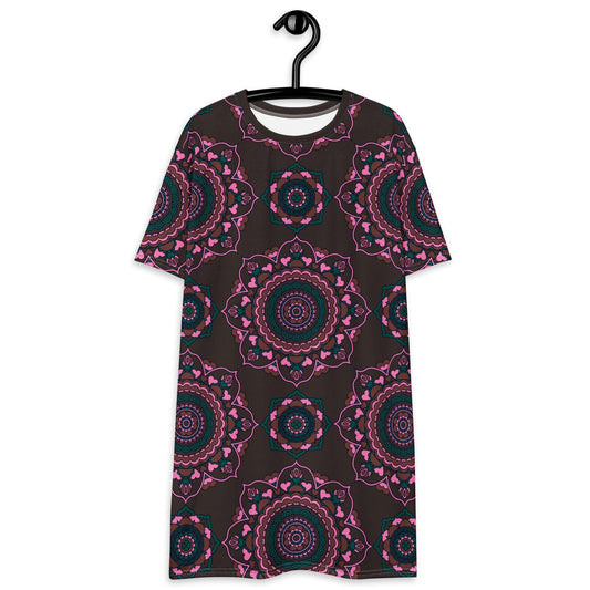 FOREVERMORE pink brown - T-Shirt Dress - SHALMIAK