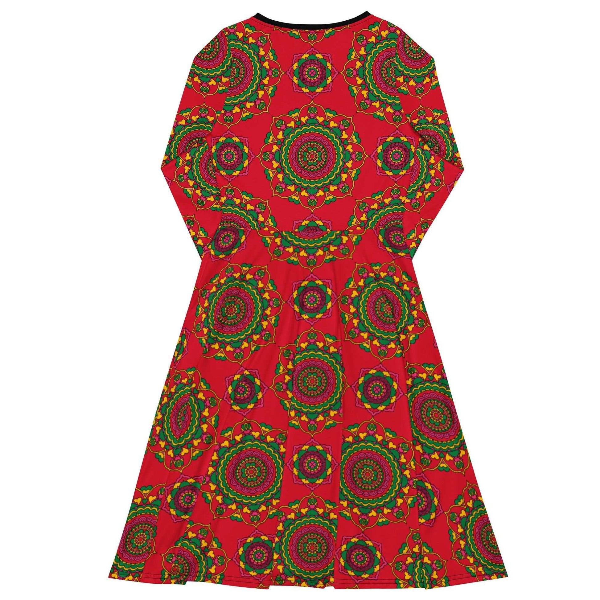 Midi Dress - FOREVERMORE red - Romantic Flowers and Hearts