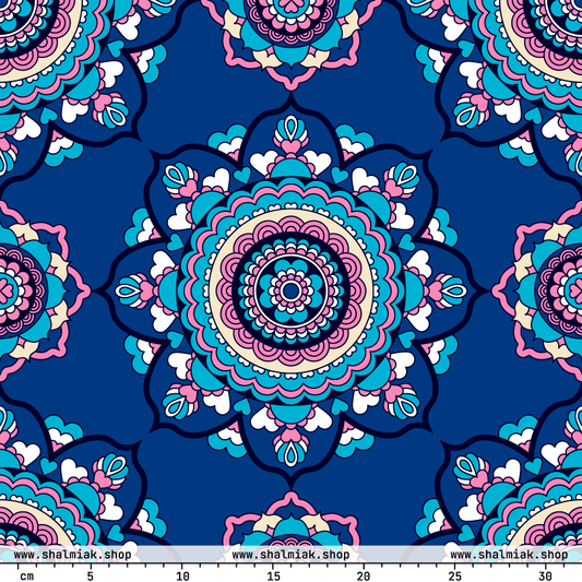 Fabric - FOREVERMORE summer blue - Romantic flower and heart print