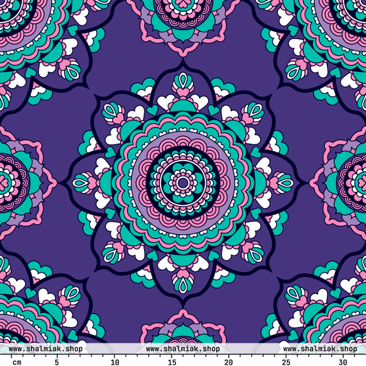 Fabric - FOREVERMORE summer violet - Romantic flower and heart print