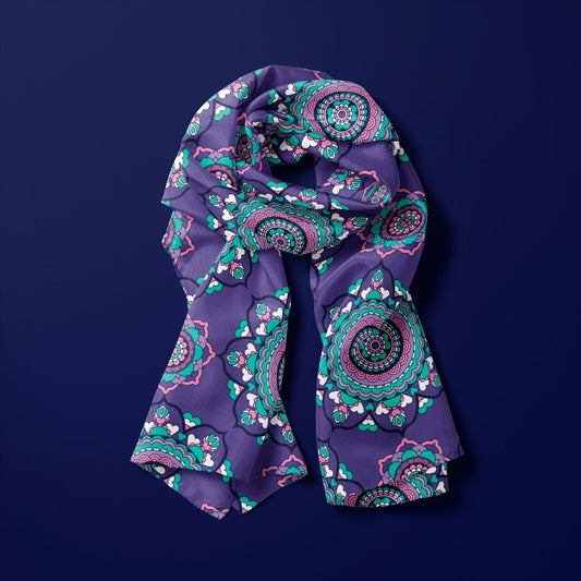 Scarf - FOREVERMORE summer violet - Romantic flower and heart print