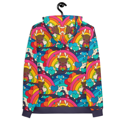 Hoodie - HAPPY RAINDEAR - Reindeer and rainbows print
