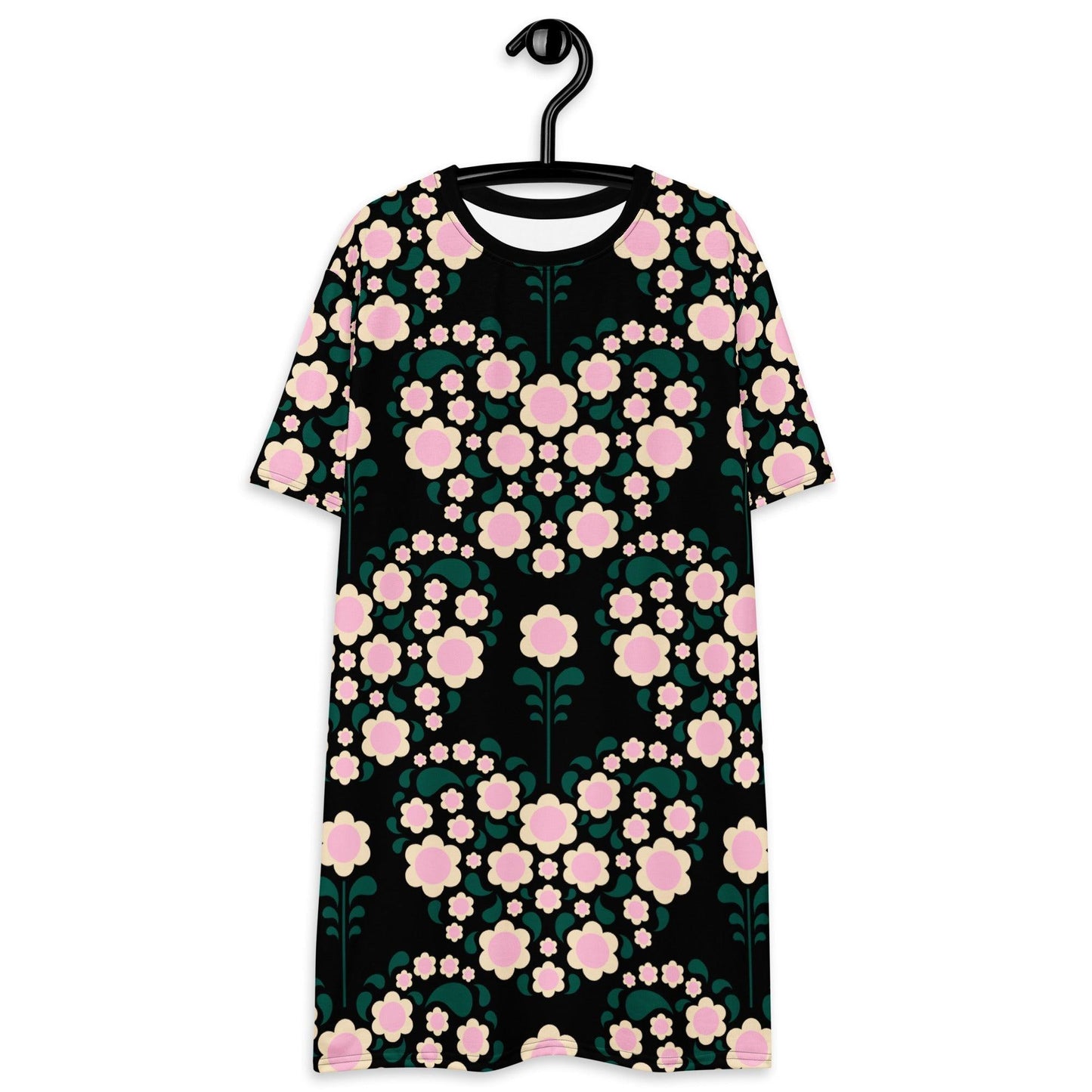 HEARTBEAT pink black - T-Shirt Dress - SHALMIAK