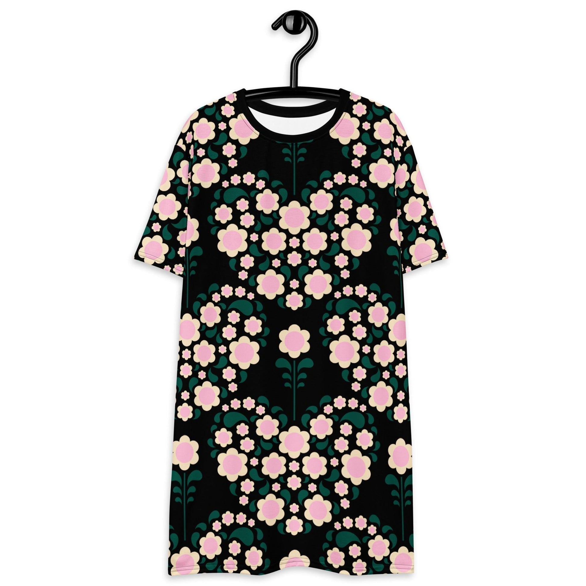 HEARTBEAT pink black - T-Shirt Dress - SHALMIAK