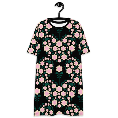 HEARTBEAT pink black - T-Shirt Dress - SHALMIAK