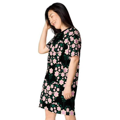 HEARTBEAT pink black - T-Shirt Dress - SHALMIAK