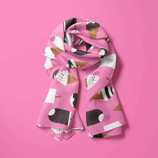 Scarf - JÄDE pink - Happy ice cream print