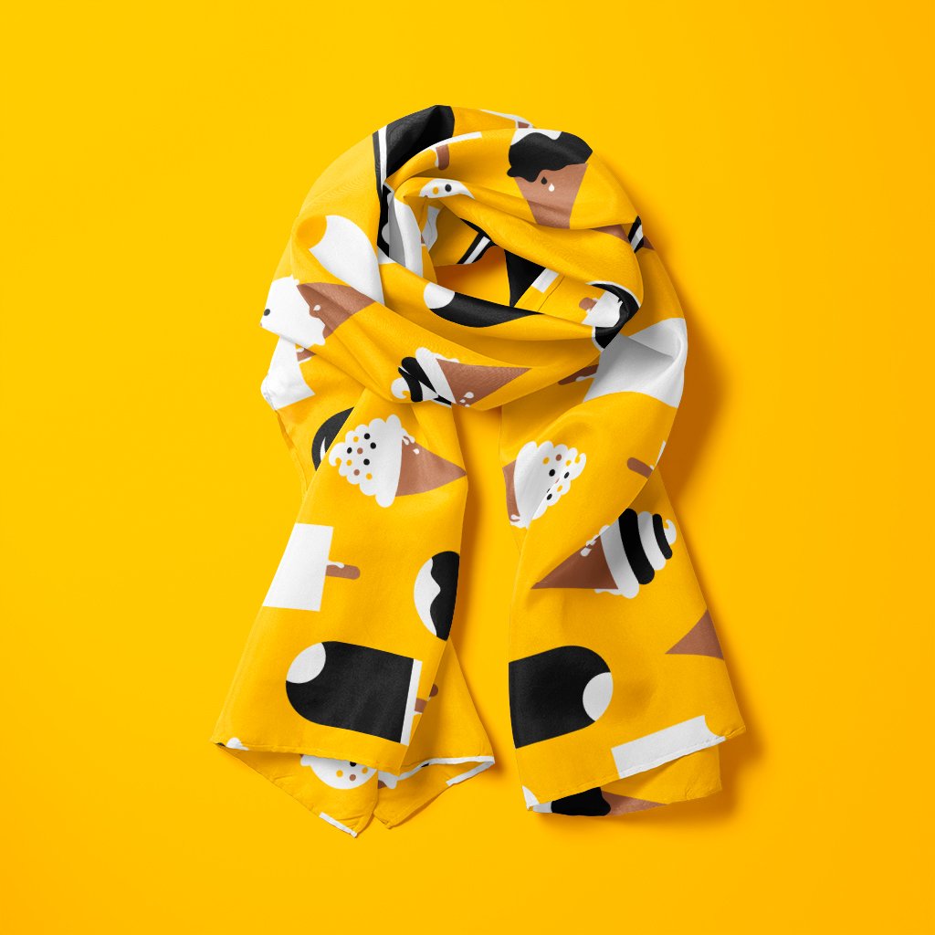 Scarf - JÄDE yellow - Happy ice cream print