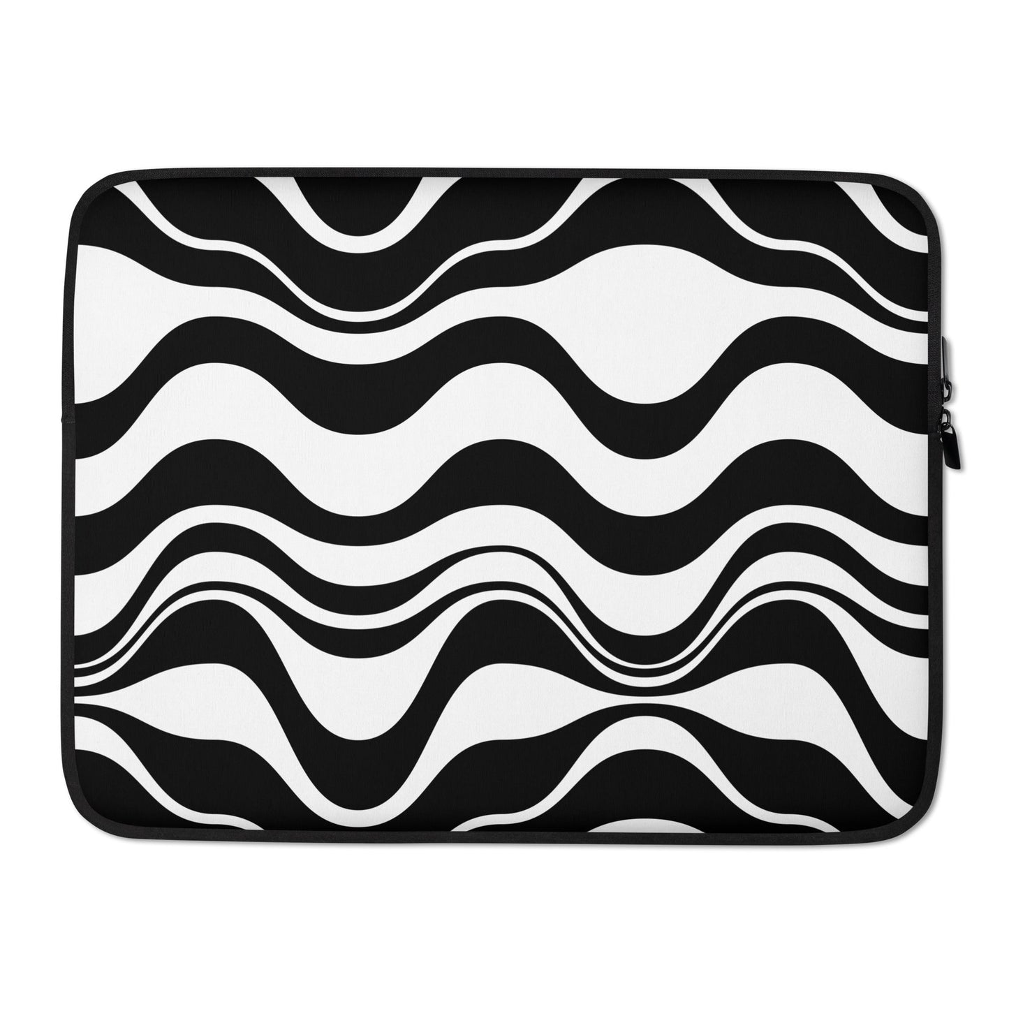 Laptop sleeve - ENERGY WAVES black - Wavy stripe print 15″