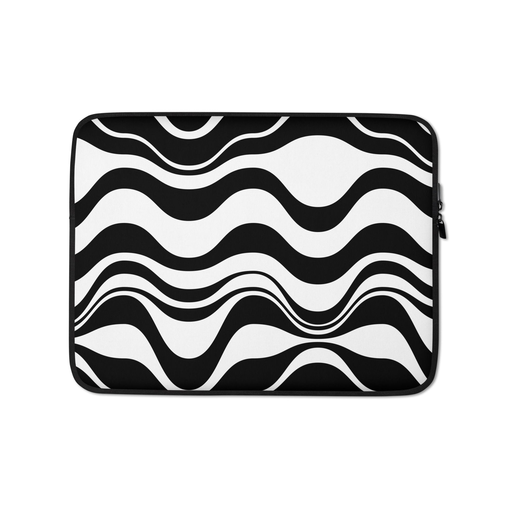 Laptop sleeve - ENERGY WAVES black - Wavy stripe print 13″