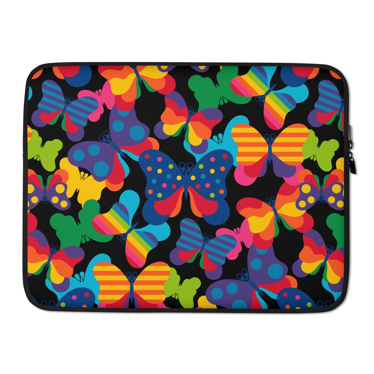 Laptop sleeve - FLYRAVE black - Colorful butterfly print 15″