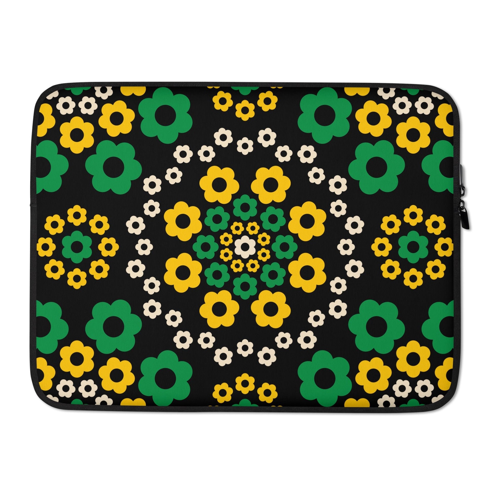 Laptop sleeve - YESTERDAY green - Graphic retro floral print 15″