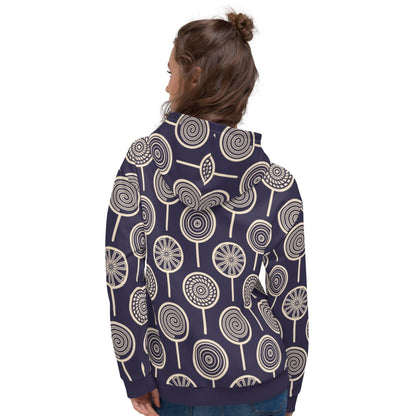 Hoodie - LOLLY dark blue - Retro lollipop print