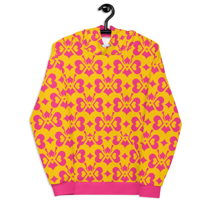 Hoodie - LOVE BUTTERFLY yellow pink - Graphic butterfly print 6XL