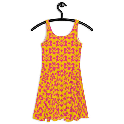 Skater Dress - LOVE BUTTERFLY yellow pink