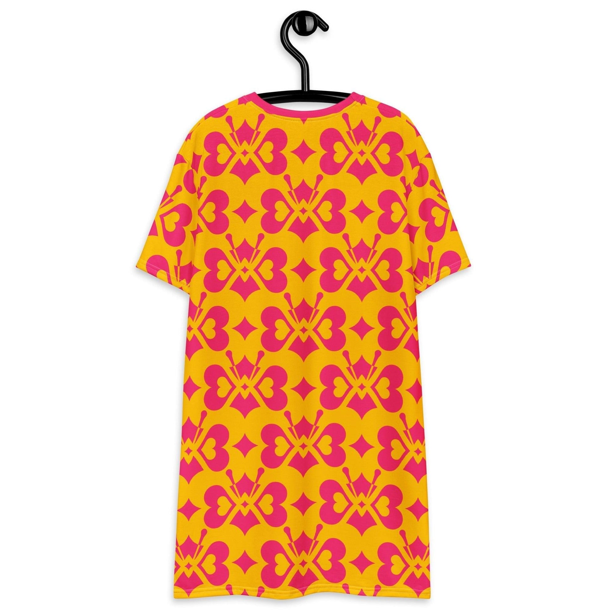 LOVE BUTTERFLY yellow pink - T-Shirt Dress - SHALMIAK