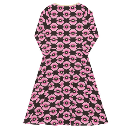 LOVE PEARL pink brown - Midi Dress With Pockets - SHALMIAK