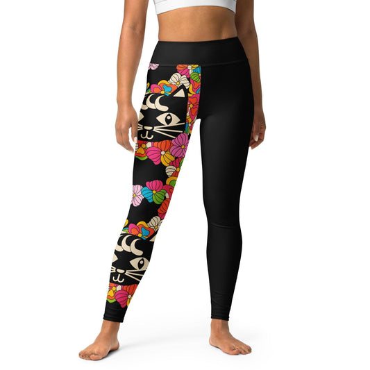 MAGICAT black - Yoga Leggings with black cats - SHALMIAK