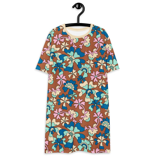 MISS PENNY blue brown - T-Shirt Dress - SHALMIAK