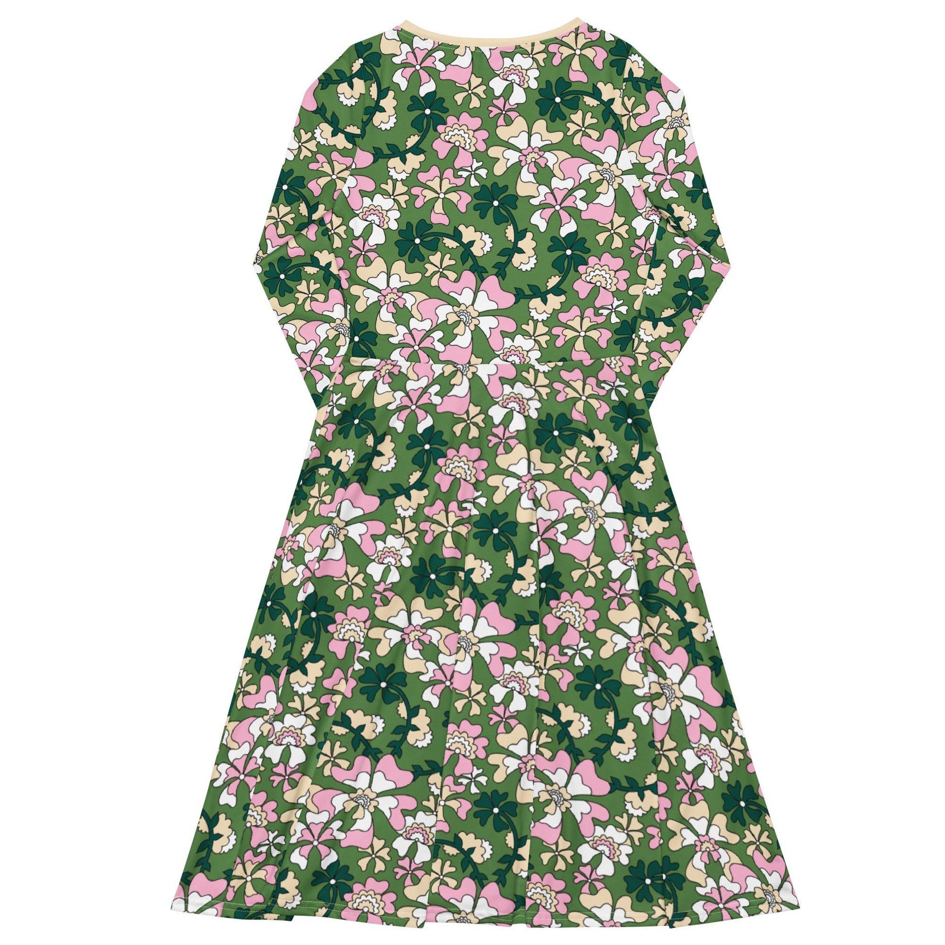 MISS PENNY green - Midi dress with long sleeves and handy pockets