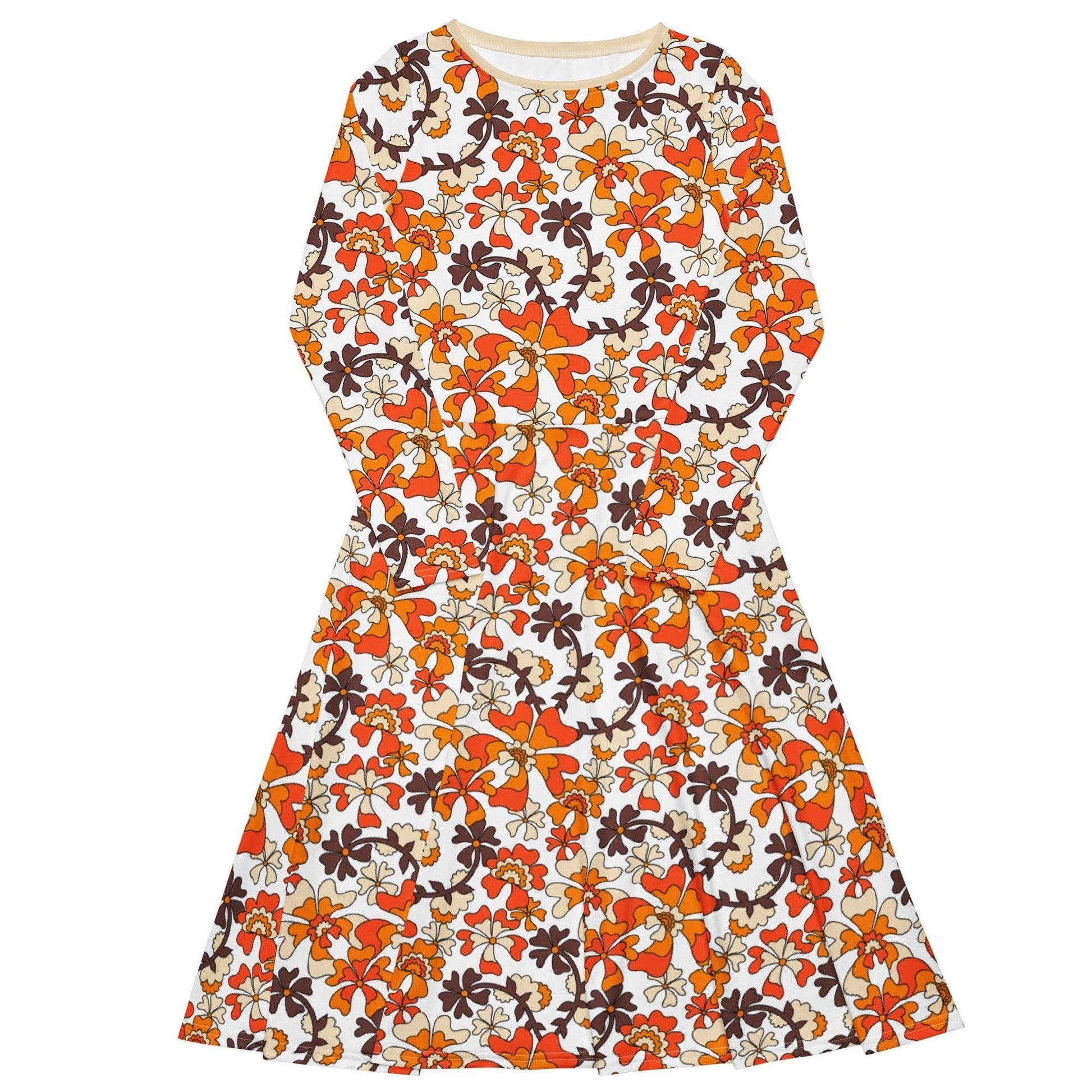 MISS PENNY orange white - Midi Dress With Pockets - SHALMIAK