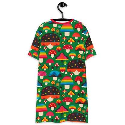 MUSHROOM MANIA green - T-Shirt Dress - SHALMIAK