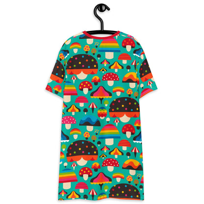 MUSHROOM MANIA mint - T-Shirt Dress - SHALMIAK
