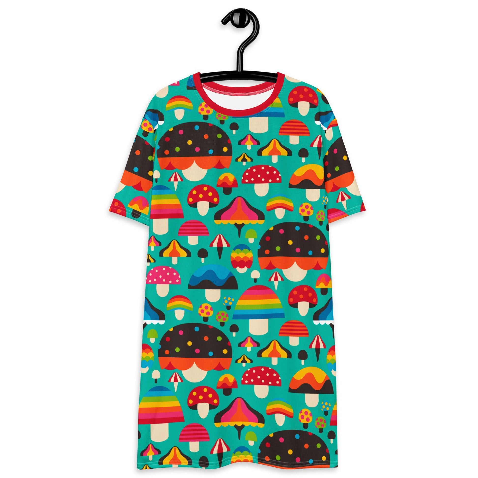MUSHROOM MANIA mint - T-Shirt Dress - SHALMIAK