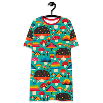 MUSHROOM MANIA mint - T-Shirt Dress - SHALMIAK