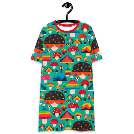 MUSHROOM MANIA mint - T-Shirt Dress - SHALMIAK