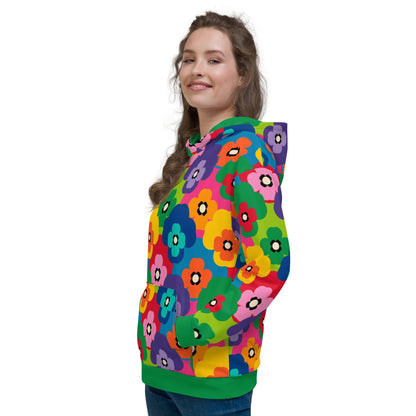 Hoodie - PANSY FAB color - Colorful pansy flower print