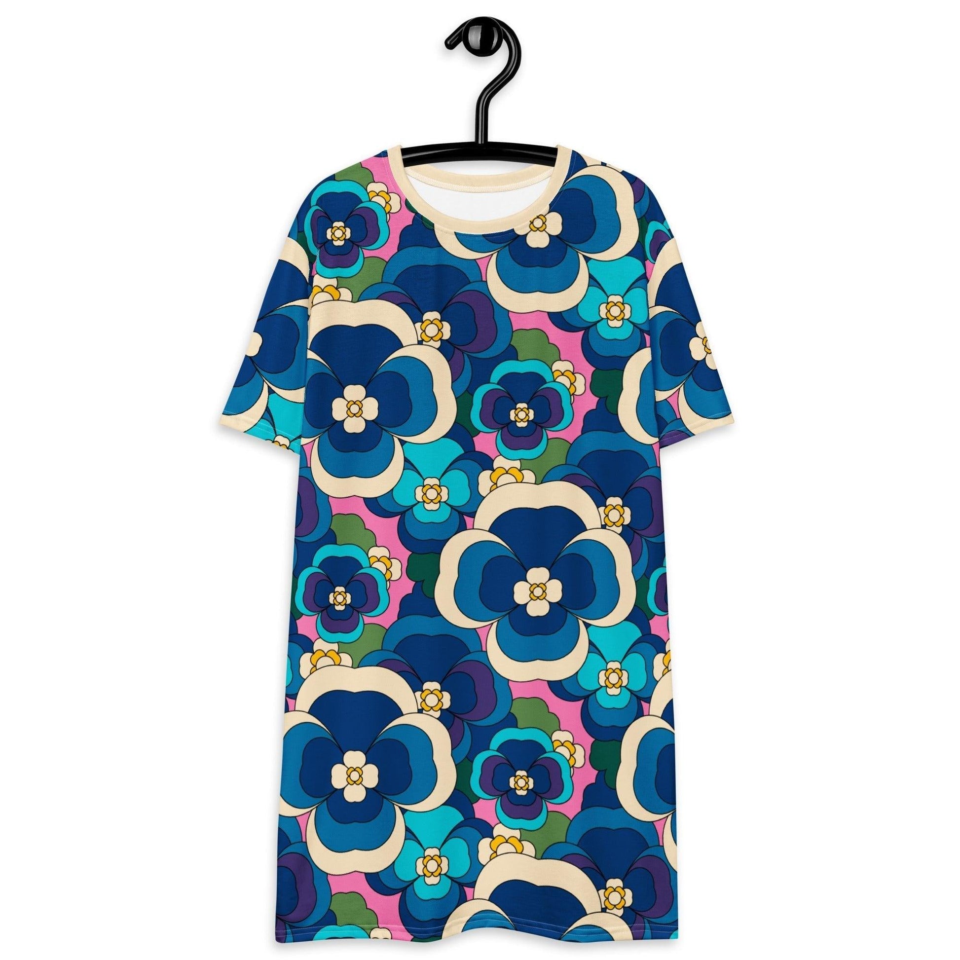 PANSY FANTASY blue pink - T-Shirt Dress - SHALMIAK