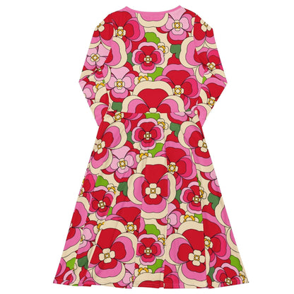 PANSY FANTASY pink - Midi Dress With Pockets - SHALMIAK