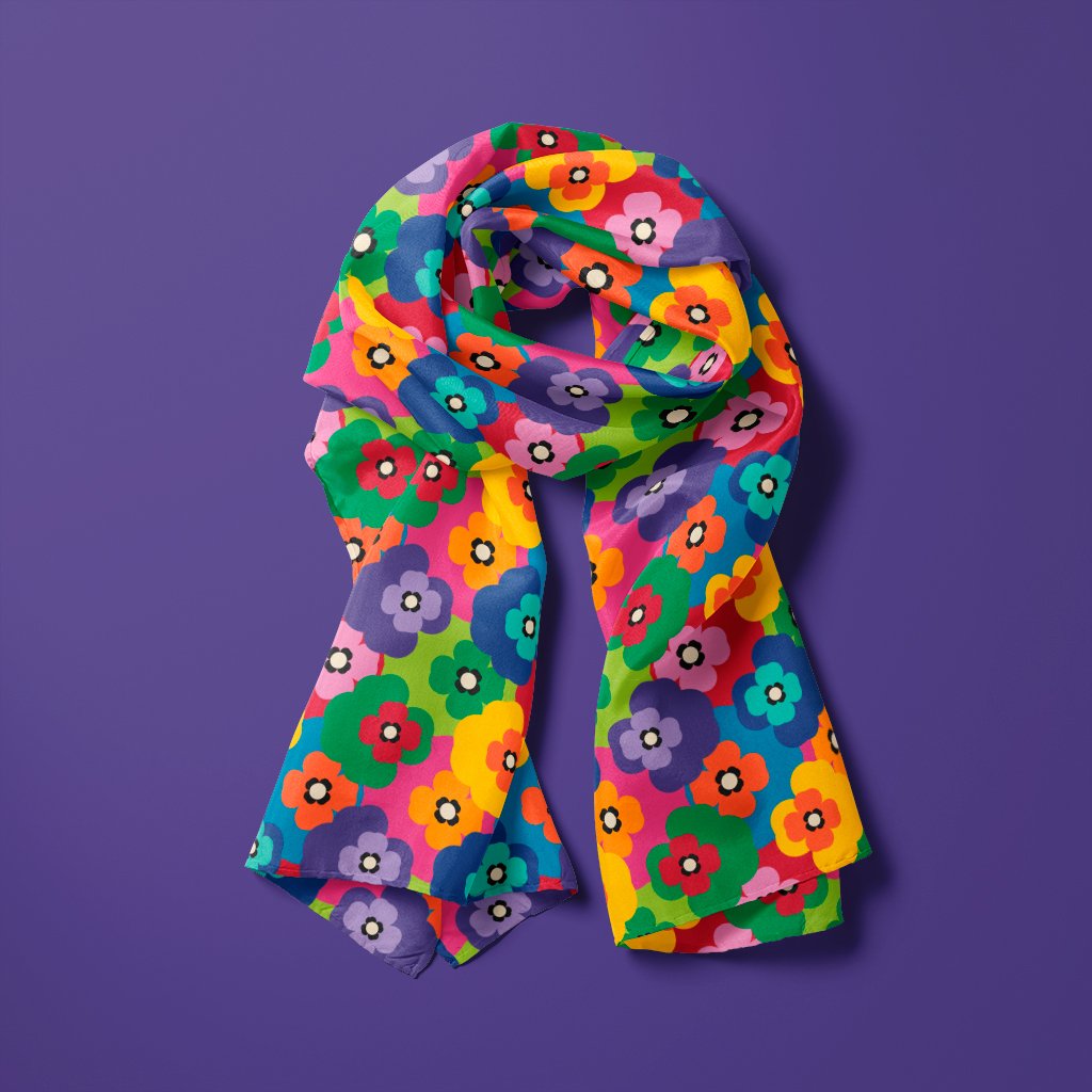 Scarf - PANSY FAB - Colorful pansy flower print