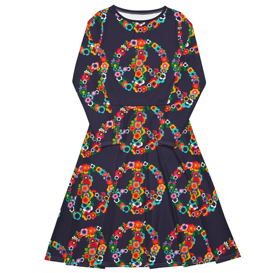 PEACE BLOSSOMS - Midi Dress With Pockets - SHALMIAK
