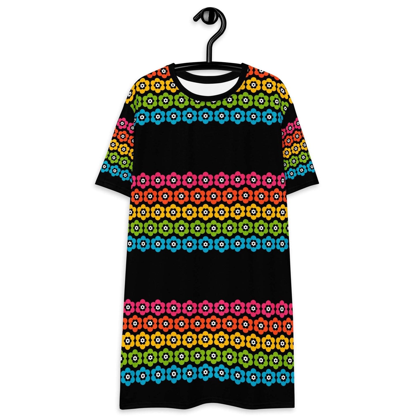 T-shirt dress - PEACOCK BLOOM happy - Vibrant bloom stripe print 6XL