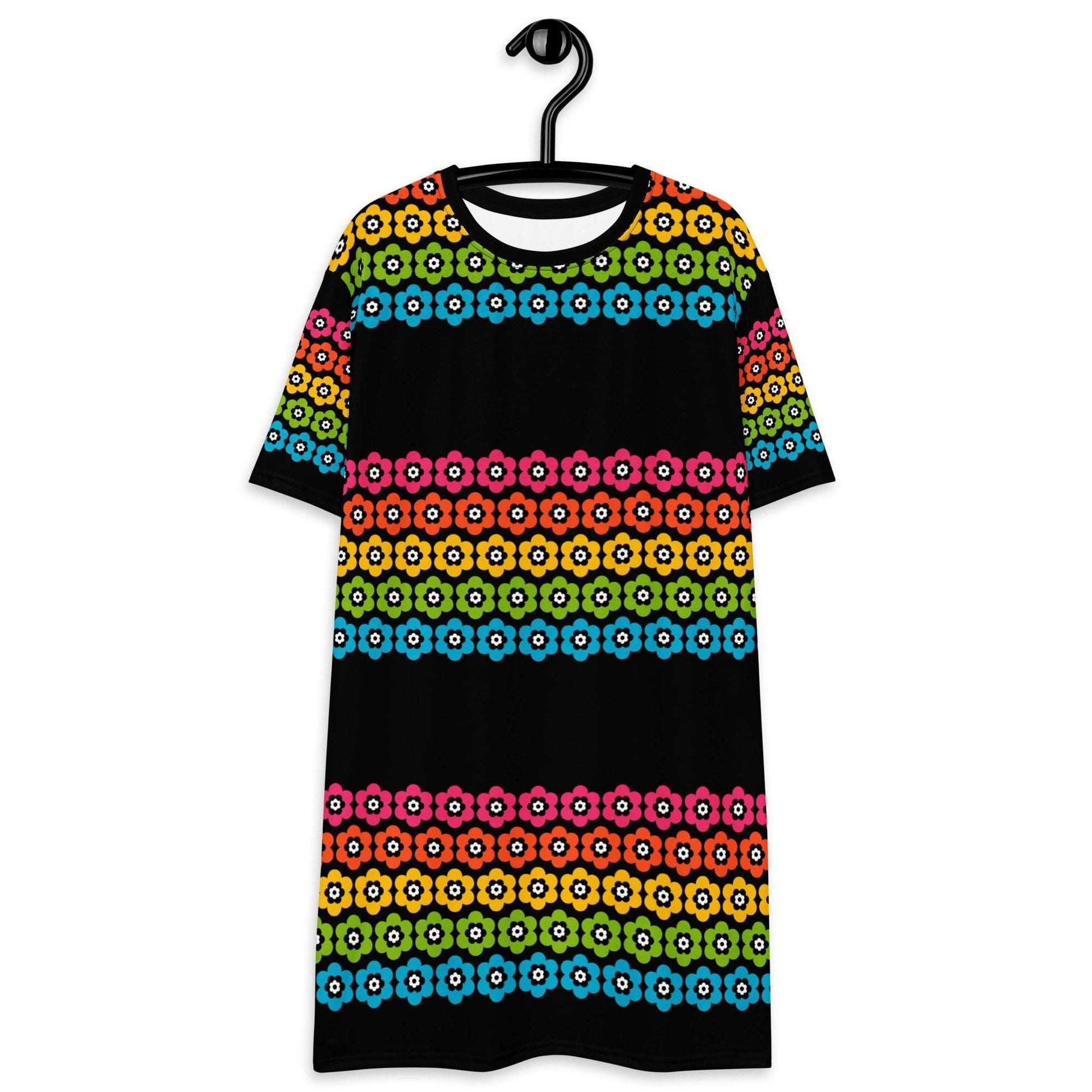 T-shirt dress - PEACOCK BLOOM happy - Vibrant bloom stripe print 6XL