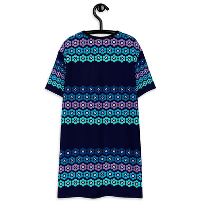 PEACOCK BLOOM mystic blue - T-Shirt Dress - SHALMIAK